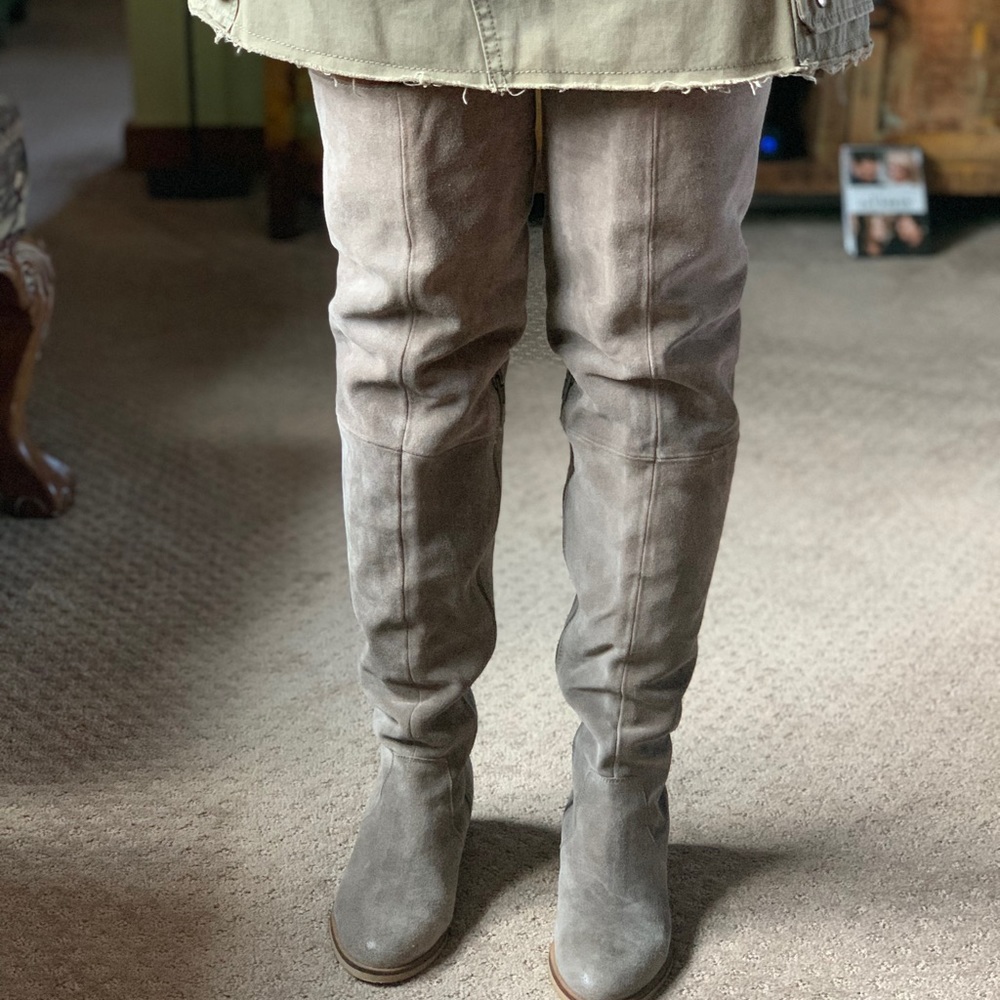 Seychelles Sardonyx Taupe Thigh High Suede Boots